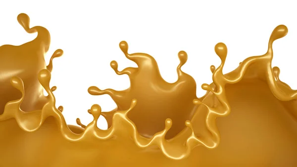 Goldener Spritzer Karamell Auf Weißem Hintergrund Darstellung Illustration — Stockfoto