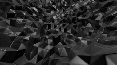 Üçgenli siyah kristal arka plan. 3d görüntüleme, 3d illüstrasyon.