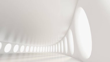 Fütürist beyaz iç döşeme. 3d görüntüleme, 3d illüstrasyon.