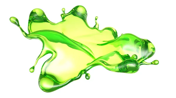 Splash Transparent Green Liquid Rendering Illustration — Stock Photo, Image
