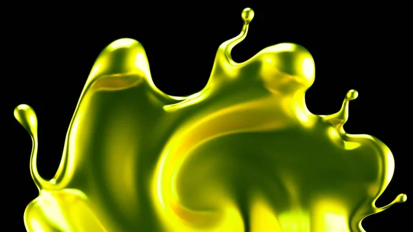 Lusso Spruzzata Oro Liquido Rendering Illustrazione — Foto Stock