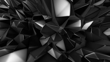 Üçgenli siyah kristal arka plan. 3d görüntüleme, 3d illüstrasyon.