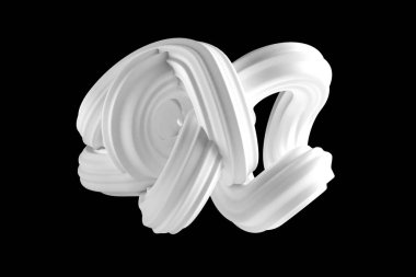 Siyah arkaplanda soyut beyaz şekil. 3d görüntüleme, 3d illüstrasyon.