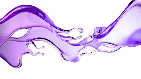 Une Éclaboussure Liquide Transparent Violet Rendu Illustration — Photo