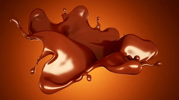 Chorrito Chocolate Sobre Fondo Marrón Representación Ilustración —  Fotos de Stock