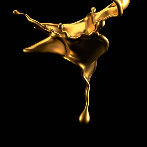 Salpicadura Oro Lujo Líquido Representación Ilustración —  Fotos de Stock