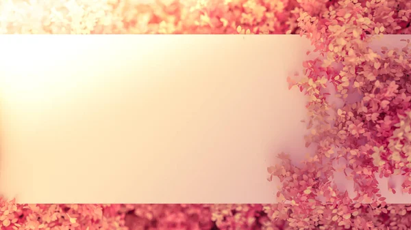 Piękne Różowe Tło Liśćmi Pora Roku Renderowanie Ilustracja — Zdjęcie stockowe
