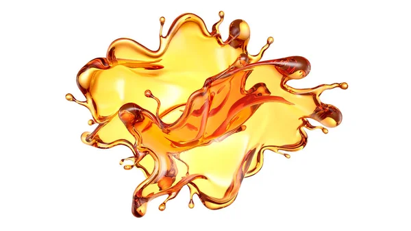 Splash Líquido Laranja Transparente Fundo Branco Renderização Ilustração — Fotografia de Stock