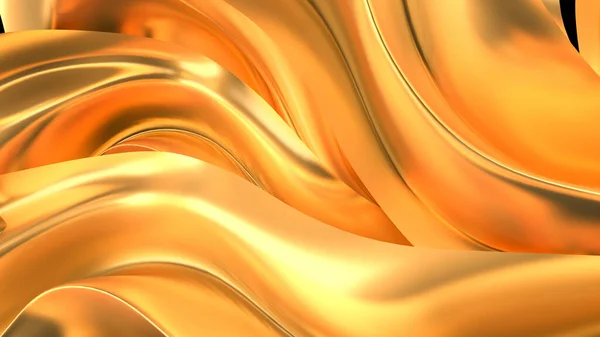 Luxuriöser Goldener Hintergrund Mit Satin Vorhängen Darstellung Illustration — Stockfoto