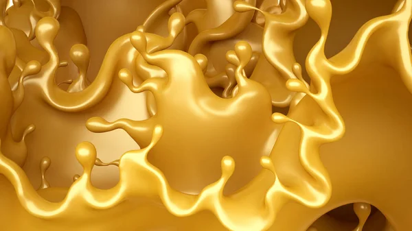 Golden Splash Van Karamel Een Witte Achtergrond Weergave Illustratie — Stockfoto