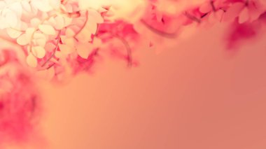 Yılın mevsimi yapraklı, güzel pembe bir arka plan. 3d görüntüleme, 3d illüstrasyon.