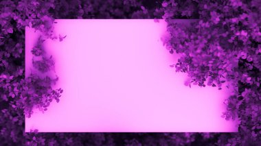 Beautiful purple background with leaves, season of the year. 3d rendering, 3d illustration. clipart