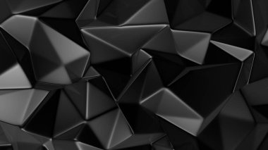 Üçgenli siyah kristal arka plan. 3d görüntüleme, 3d illüstrasyon.