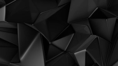 Üçgenli siyah kristal arka plan. 3d görüntüleme, 3d illüstrasyon.