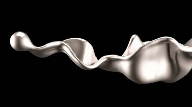 Lüks gümüş bir sıvı sıçraması. 3d görüntüleme, 3d illüstrasyon.