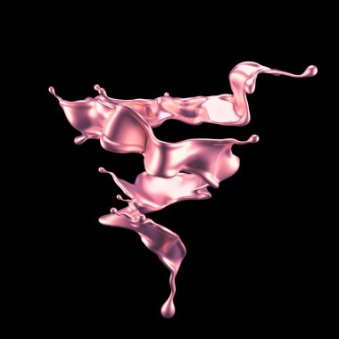 Şatafatlı altın bir sıvı sıçraması. 3d görüntüleme, 3d illüstrasyon.