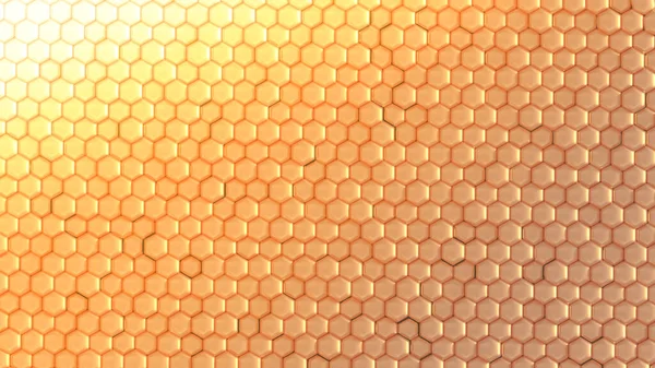 Arany Geometriai Háttér Hatszögekkel Renderelés Illusztráció — Stock Fotó