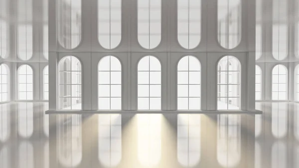 Pencereleri Olan Lüks Beyaz Bir Mekan Görüntüleme Illüstrasyon — Stok fotoğraf