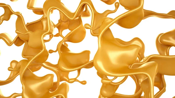 Golden Yellow Splash Caramel Rendering Illustration — Stock Photo, Image