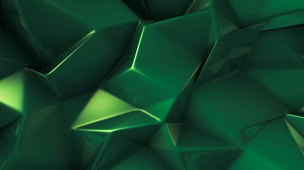 Green Crystal Background Triangles Rendering Illustration — Stock Photo, Image
