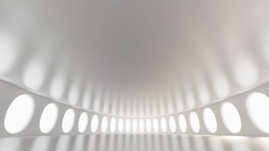 Fütürist beyaz iç döşeme. 3d görüntüleme, 3d illüstrasyon.