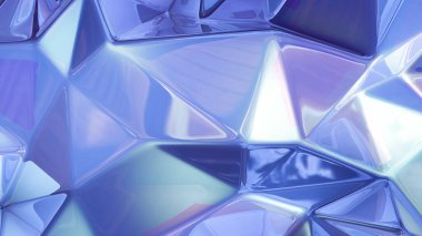 Mor kristal arka plan ve üçgenler. 3d görüntüleme, 3d illüstrasyon.