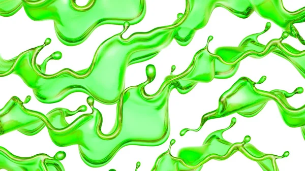 Ein Spritzer Einer Transparenten Grünen Flüssigkeit Auf Weißem Hintergrund Darstellung — Stockfoto