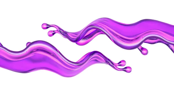 Splash Transparent Purple Liquid White Background Rendering Illustration — Stock Photo, Image