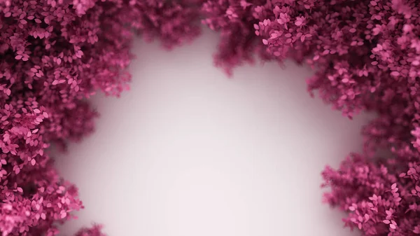 Piękne Różowe Tło Liśćmi Białym Tle Pora Roku Renderowanie Ilustracja — Zdjęcie stockowe
