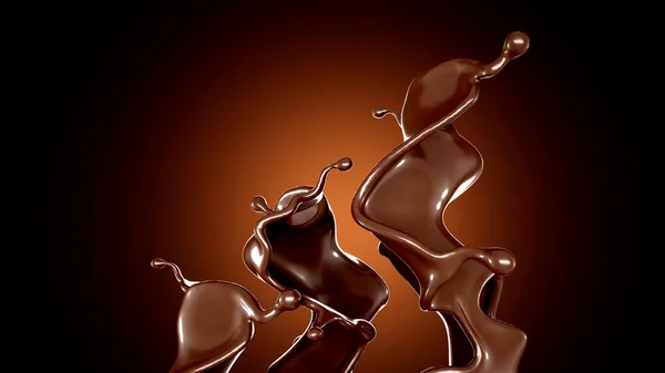 Splash Chocolate Brown Background Rendering Illustration — Stock Photo, Image