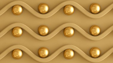 Mimari, iç desen, beyaz, sarı, altın desenli duvar 3D resimleme