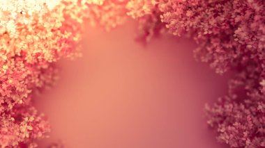 Yılın mevsimi yapraklı, güzel pembe bir arka plan. 3d görüntüleme, 3d illüstrasyon.