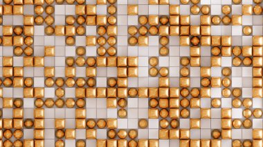 Altın beyazı geometrik arka plan. 3d görüntüleme, 3d illüstrasyon.