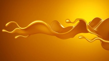 Parlak sarı arkaplan ve biraz karamel. 3d görüntüleme, 3d illüstrasyon.