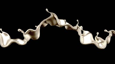 Gümüş kaplama sıvı siyah arka plan. 3d görüntüleme, 3d illüstrasyon.