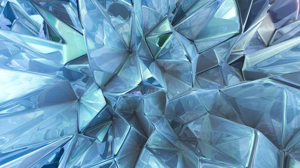 Fondo Cristal Azul Con Triángulos Representación Ilustración — Foto de Stock