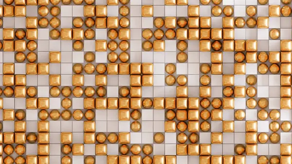 Altın beyazı geometrik arka plan. 3d görüntüleme, 3d illüstrasyon.