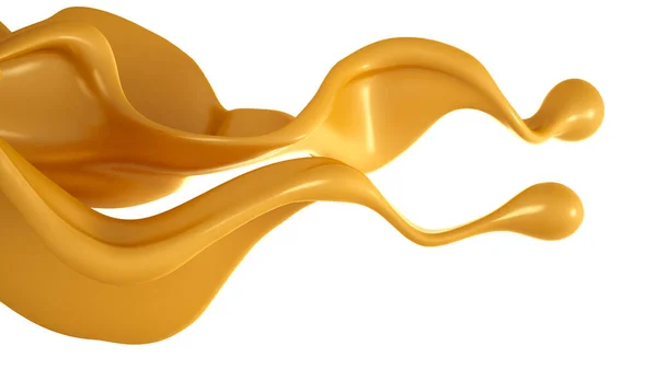 Złoty Żółty Plusk Karmelu Renderowanie Ilustracja — Zdjęcie stockowe