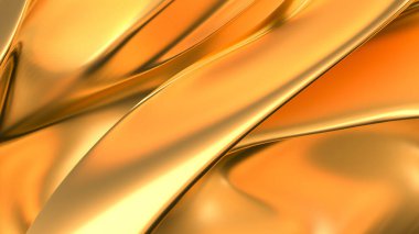 Saten kumaşlı lüks altın arka plan. 3d görüntüleme, 3d illüstrasyon.