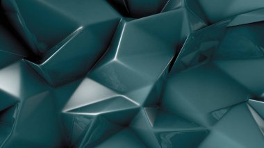 Üçgenli yeşil kristal arka plan. 3d görüntüleme, 3d illüstrasyon.