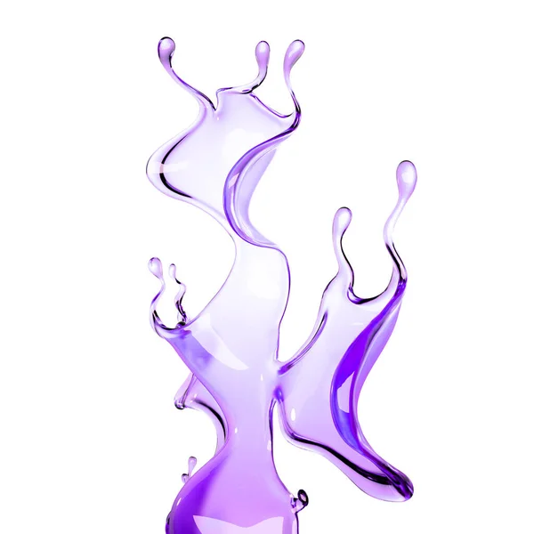 Une Éclaboussure Liquide Transparent Violet Rendu Illustration — Photo