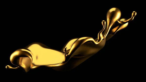 Luksusowy Złoty Plusk Płynu Renderowanie Ilustracja — Zdjęcie stockowe