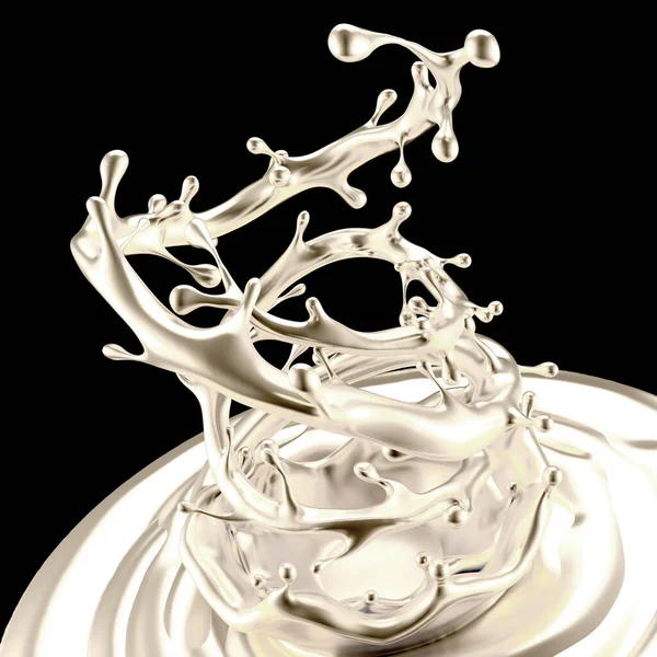 Silver Splash Liquid Black Background Rendering Illustration — Stock Photo, Image