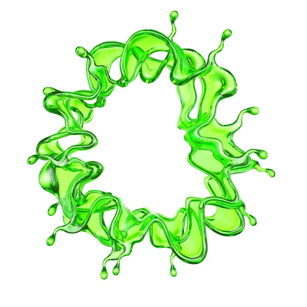 Splash Transparent Liquid Green Color White Background Rendering Illustration — Stock Photo, Image