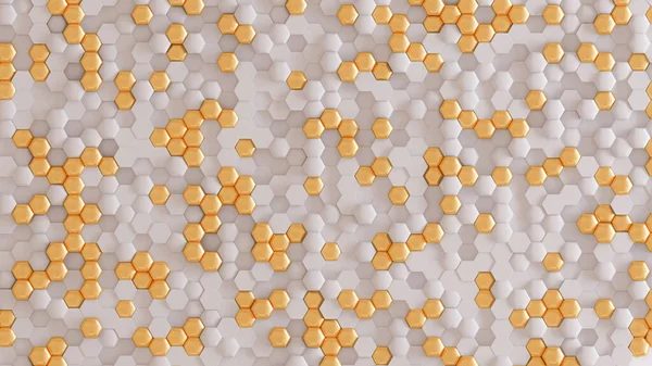 Altın beyazı geometrik arka plan. 3d görüntüleme, 3d illüstrasyon.
