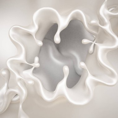 Kalın beyaz bir sıvı damlası. 3d görüntüleme, 3d illüstrasyon.