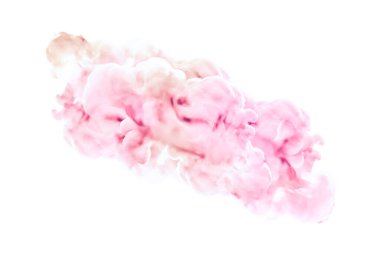 Beyaz arka planda pembe duman. 3d görüntüleme, 3d illüstrasyon.