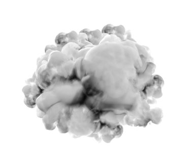 Beyaz arka planda gri duman. 3d görüntüleme, 3d illüstrasyon.