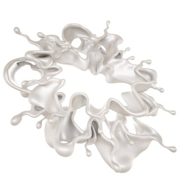 Bir tutam süt. 3d görüntüleme, 3d illüstrasyon.