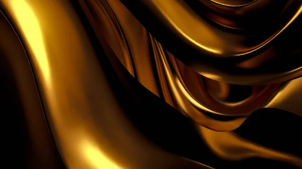サテンのドレープで豪華な黄金の背景 3Dレンダリング 3Dイラスト — ストック写真